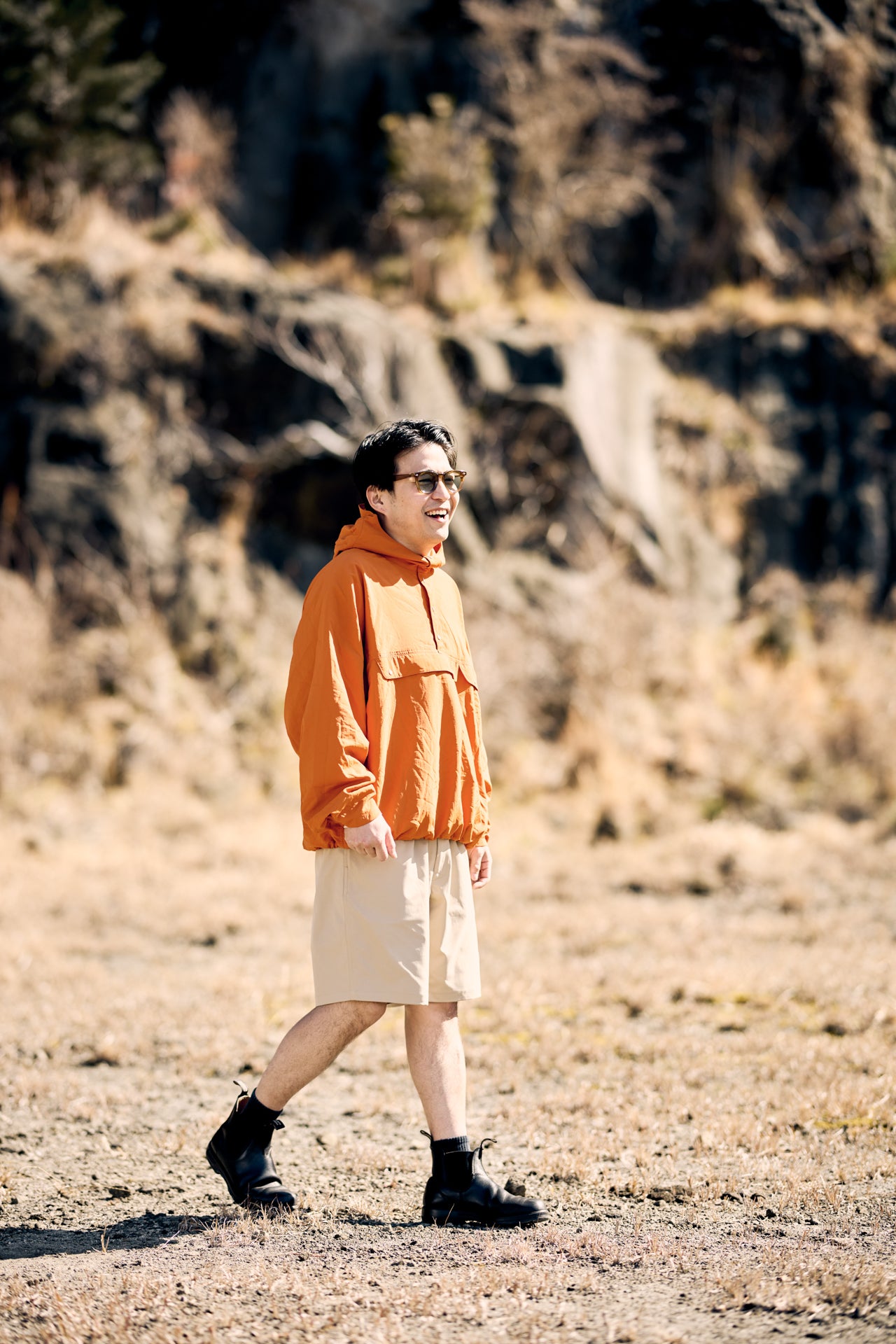 Polyester Wide Chino Short Trousers / Black