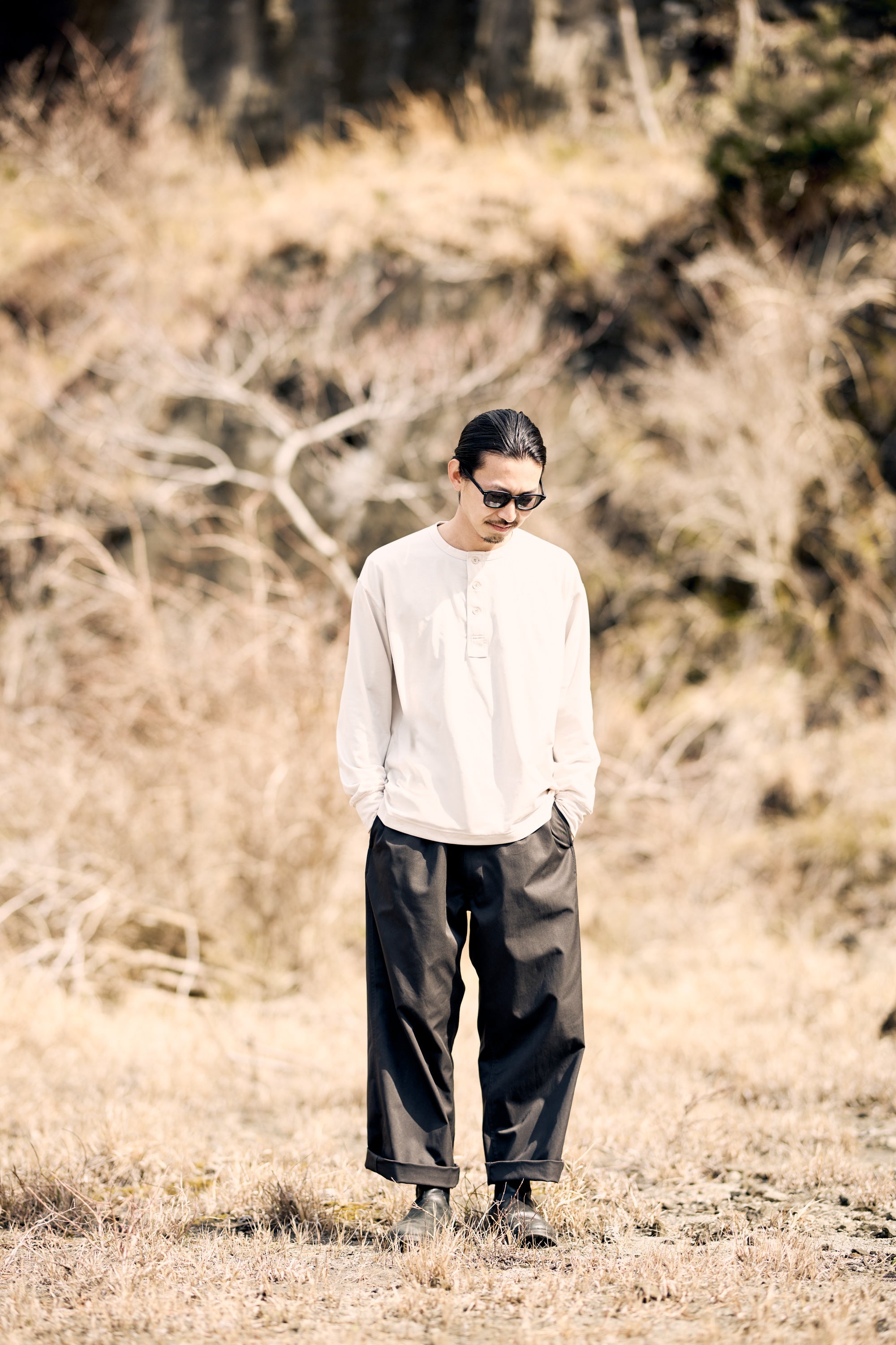 Henley Neck Long Sleeve T-shirt