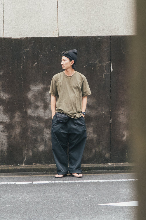 Polyester Wide Chino Trousers / Black