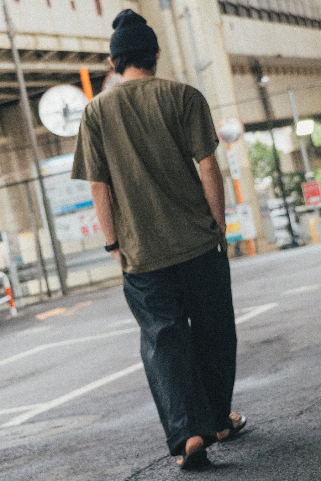 Polyester Wide Chino Trousers / Black